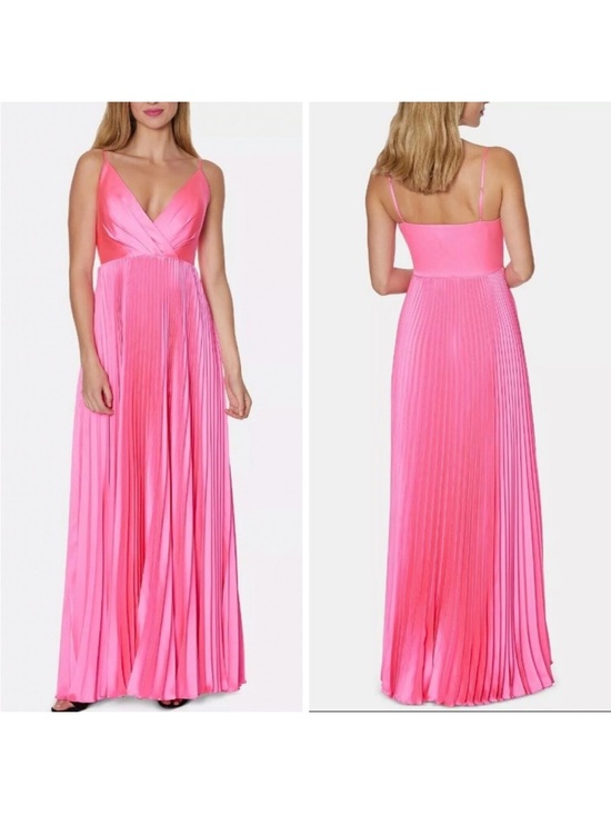 Laundry By Shelli Segal Dresses & Skirts - Laundry By Shelli Segal Hot Pink Pleated V-Neck Maxi Dress